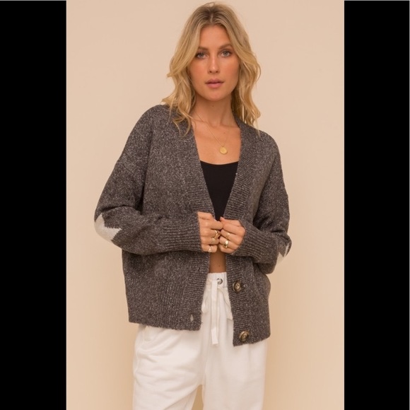 Hem & Thread Long Sleeve Star Print Button Front Cardigan Sweater - Picture 2 of 7